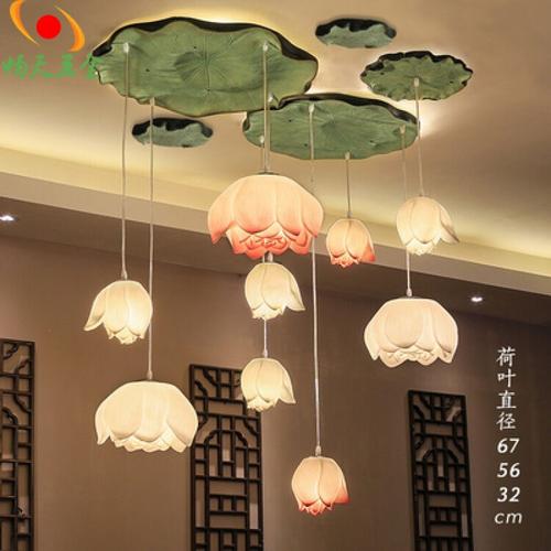 中式吊灯卧室过道灯具个性创意灯饰莲花荷花吊灯 客厅餐厅吊灯 dx9(3